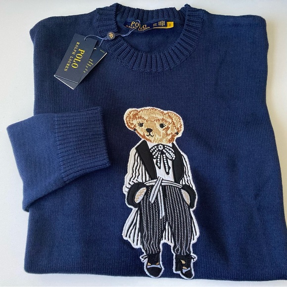 Polo Ralph Lauren Bear Women’s Knit Sweater Navy Blue 2XL Cotton Crew Neck New - Picture 3 of 7